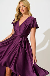 Plum Satin Maxi Dress